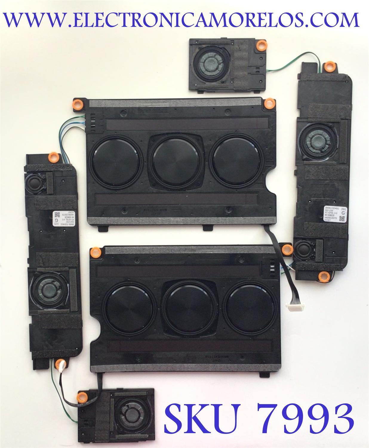 KIT DE BOCINAS (6PZS) SAMSUNG / NUMERO DE PARTE BN96-53040G / 6Ω/ 10W / PC+GF30, V-0 / NH-5008G30 / HAIERE230779 / VI2407 / Q95BQ700B 55INCH  / BN9653040G / 53040G / NUMERO DE PANEL CY-TB055RLHV2H / MODELO QN55QN95BAFXZA CB02